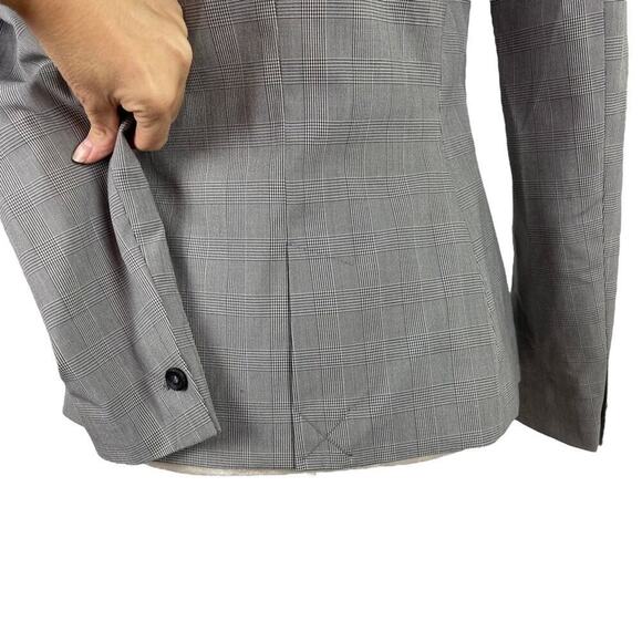 Zara Office Siren Fitted Single Breasted Check Plaid Blazer Size 4 Career Gray - Picture 11 of 16